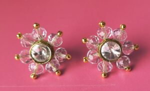 Crystal Flower Stud Earrings – Elegant Gold Finish Sparkle