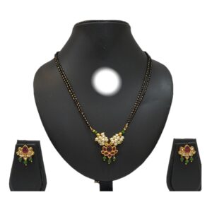 Pink Lotus Mangalsutra Set with Earrings