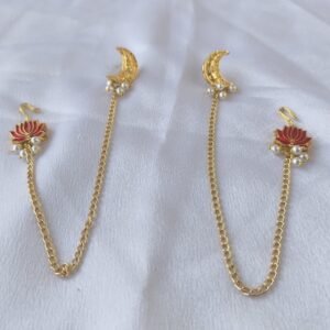 Chandracore Ear ring With Lotus Ear Cuff| Ear Accesories