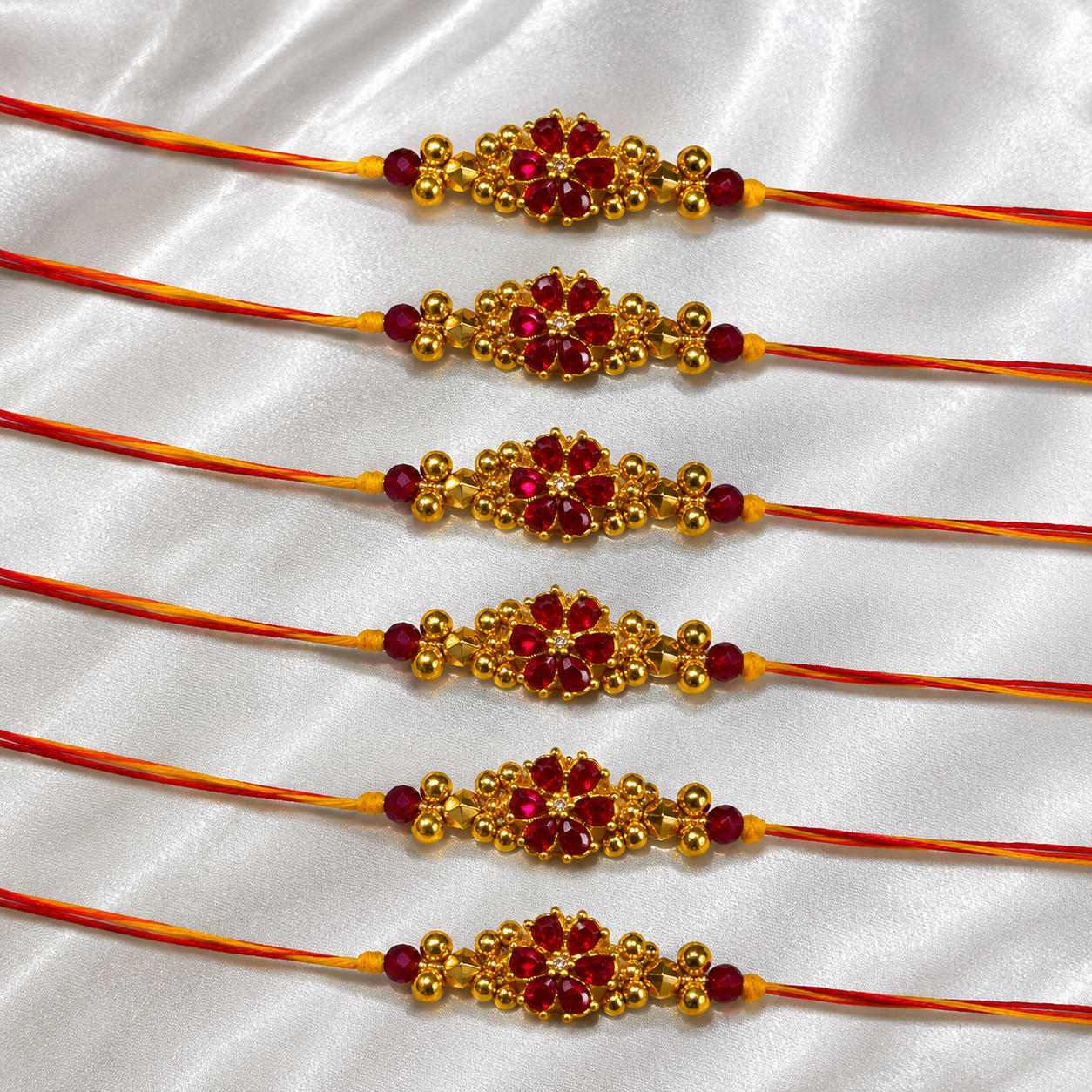 TGJ Kumkum Flower Rakhi | Set of 6