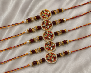 TGJ Rajwadi Kundan Rakhi | Set of 5