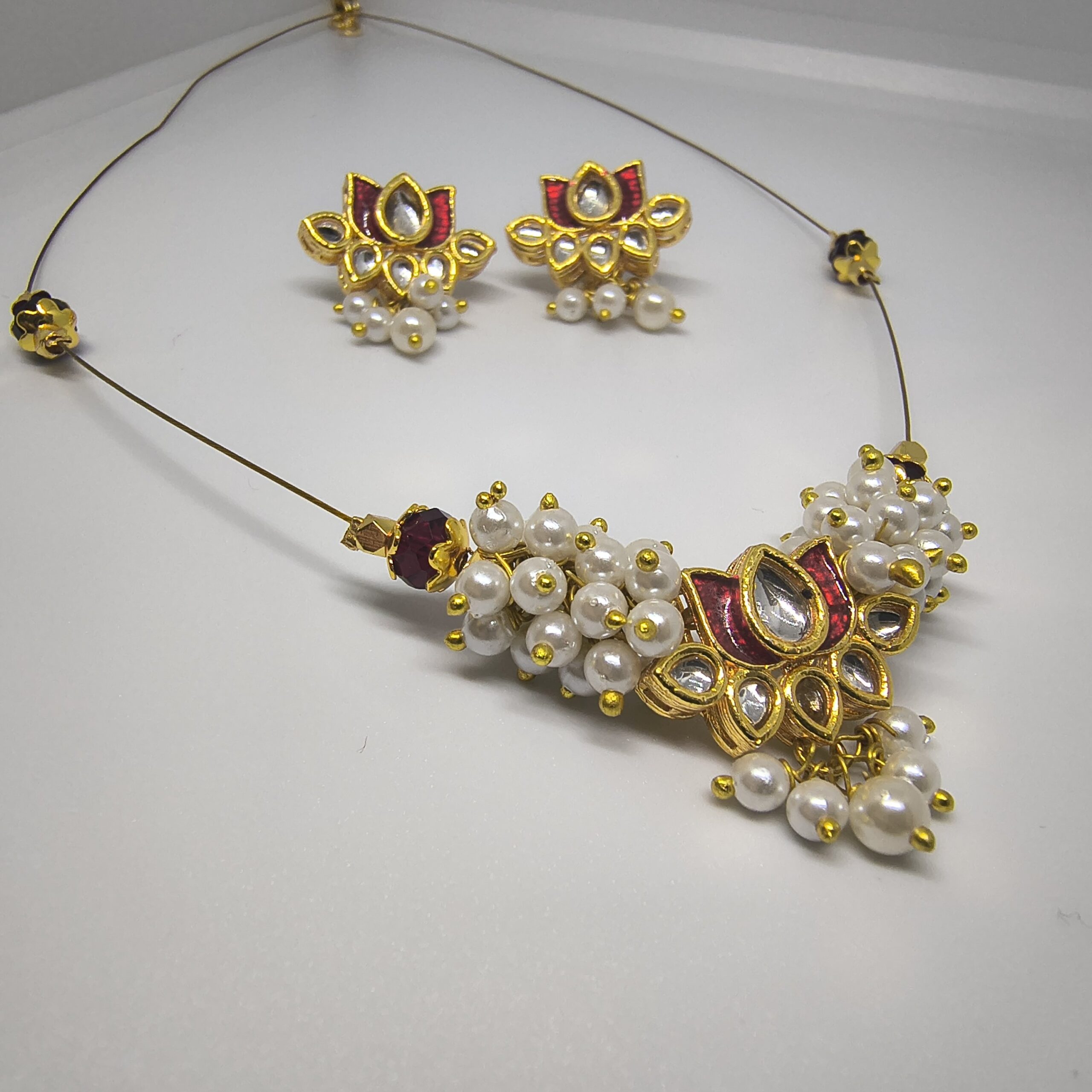 TGJ Padmavalli Pearl Full Set| Lotus Full Jewellery Set - Image 4